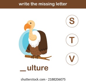 Write The Missing Letter,illustration, Vector