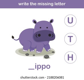 write the missing letter,illustration, vector