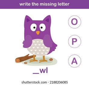 write the missing letter,illustration, vector