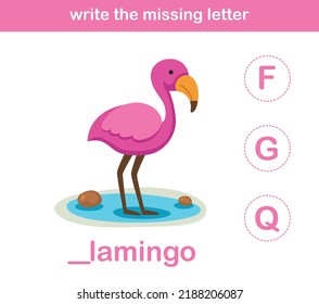 write the missing letter,illustration, vector