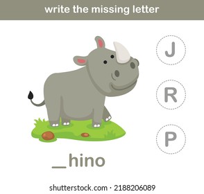 write the missing letter,illustration, vector