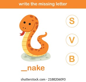 write the missing letter,illustration, vector