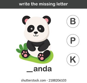 write the missing letter,illustration, vector