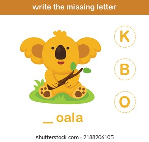 write the missing letter,illustration, vector