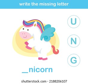 write the missing letter,illustration, vector