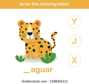 write the missing letter,illustration, vector