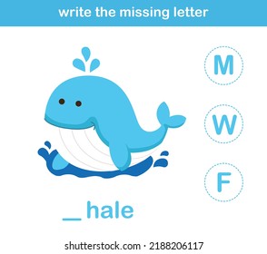 write the missing letter,illustration, vector