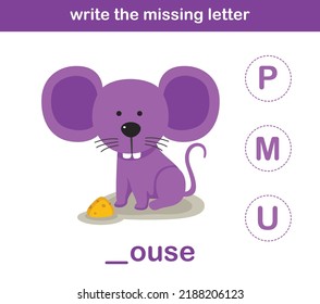 write the missing letter,illustration, vector