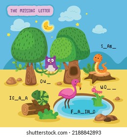write the missing letter,illustration, vector