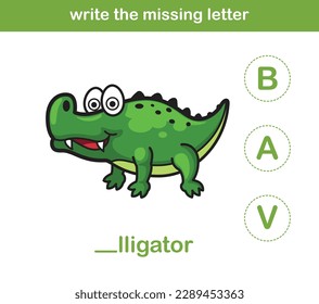 write the missing letter,illustration, vector