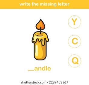 write the missing letter,illustration, vector