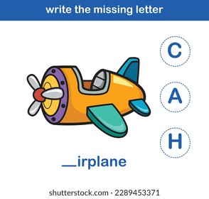 write the missing letter,illustration, vector