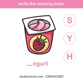 write the missing letter,illustration, vector