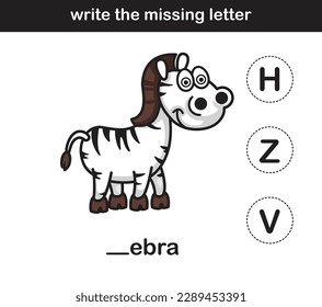 write the missing letter,illustration, vector