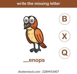 write the missing letter,illustration, vector