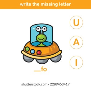 write the missing letter,illustration, vector