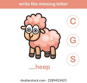 write the missing letter,illustration, vector