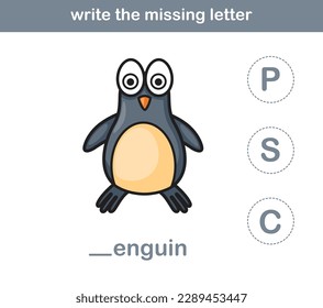 write the missing letter,illustration, vector