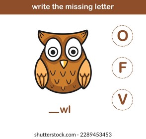 write the missing letter,illustration, vector