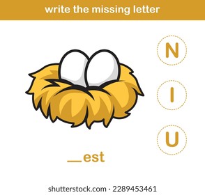 write the missing letter,illustration, vector