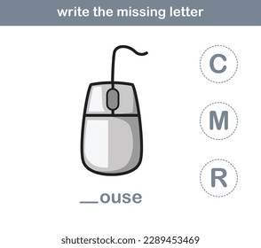 write the missing letter,illustration, vector