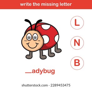 write the missing letter,illustration, vector