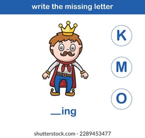 write the missing letter,illustration, vector