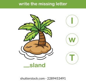 write the missing letter,illustration, vector
