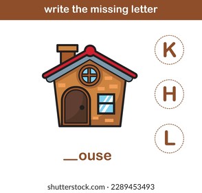 write the missing letter,illustration, vector