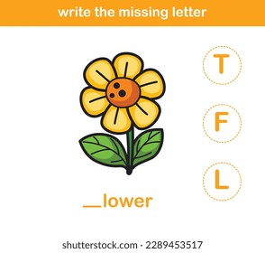 write the missing letter,illustration, vector