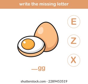 write the missing letter,illustration, vector
