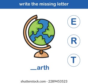 write the missing letter,illustration, vector