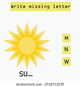 write the missing letter,illustration, vector