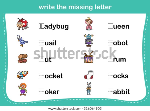 write-the-missing-letter-illustration-vector