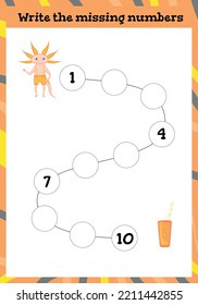 write the missing number - Worksheet for education.