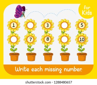 Write missing number worksheet illustration