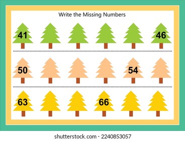 Write the missing number worksheet. Random missing Number worksheet is a math education game for children. Complete row, write missing numbers. 