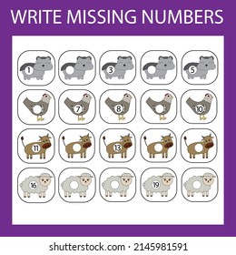 Write The Missing Numbers In The Correct Order