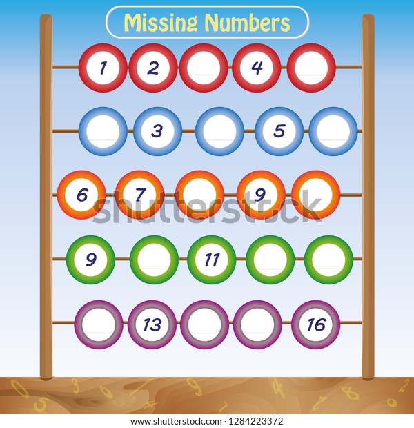 write missing numbers math worksheet kindergarten stock vector royalty free 1284223372 shutterstock