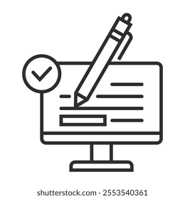 Write note with checklist outline icon, editable vector illustration and transparent graphic element. Isolated on white background