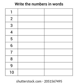 write the numbers in words