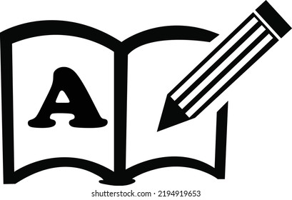 write on book vector eps. in white background pencil and book. writing English letters.