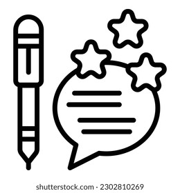 Write online review icon outline vector. Report client. Feedback service
