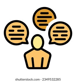 Write online review icon outline vector. Report client. Customer service color flat