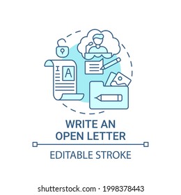 Write open letter concept icon. Viral content method abstract idea thin line illustration. Published protest and criticism letter. Vector isolated outline color drawing. Editable stroke