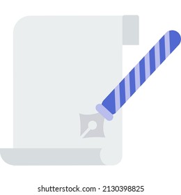 Write paper letter with pen icon flat vector. Note sheet and vintage pencil isolated on white background