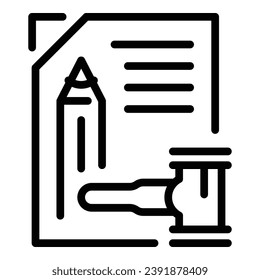 Write patent icon outline vector. Legal property. Data content