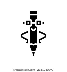 escribir el vector de icono de glifo de carácter de lápiz. signo de carácter de lápiz de escritura. ilustración de símbolo aislado