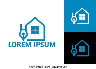 Write pen house logo template design vector