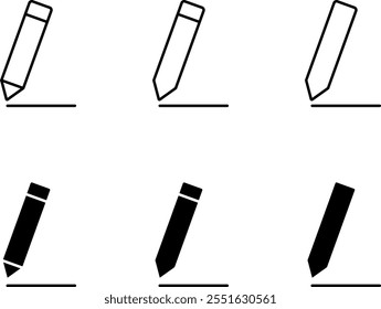 write pen icon, create modify pen sign button, Pencil icon, sign up icon - editing text file document - web icons set, line, outline, filled, flat style